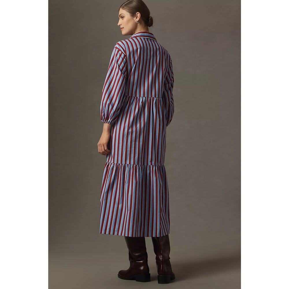nwt ANTHROPOLOGIE MAEVE sz 1X The Bettina shirt dress in blue stripes - Picture 4 of 4